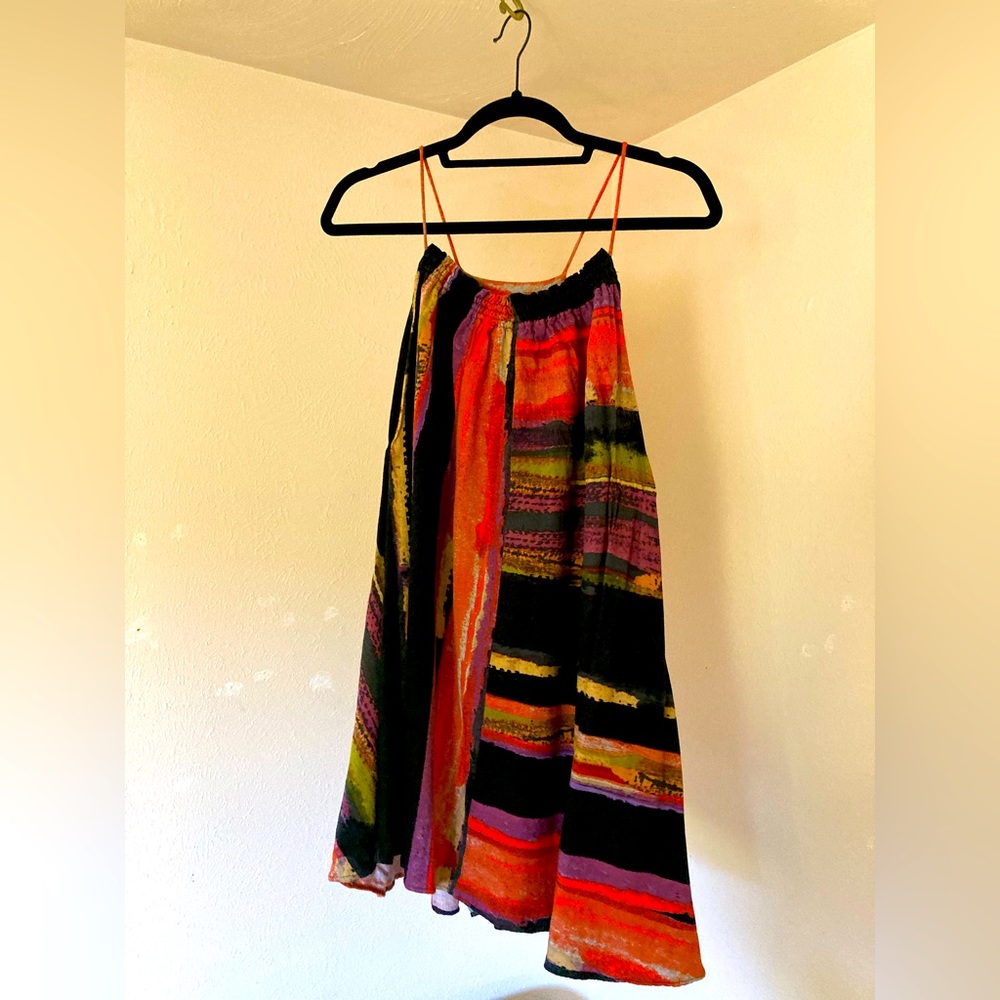 Loose-fitting, colorful Free People mini-dress